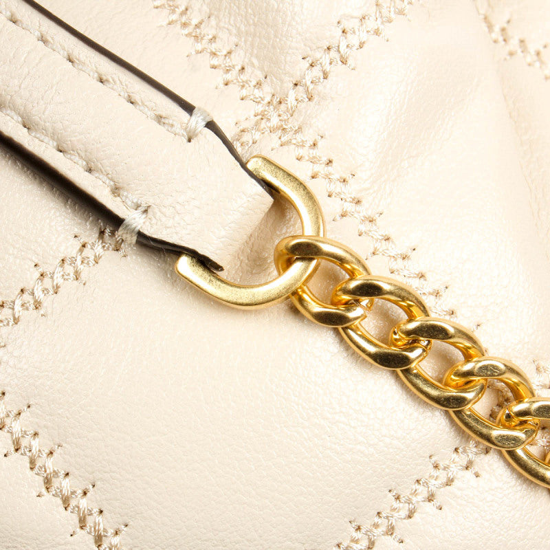 Tory Burch 菱格紋羊皮抽繩水桶包單肩斜挎包 87869-724