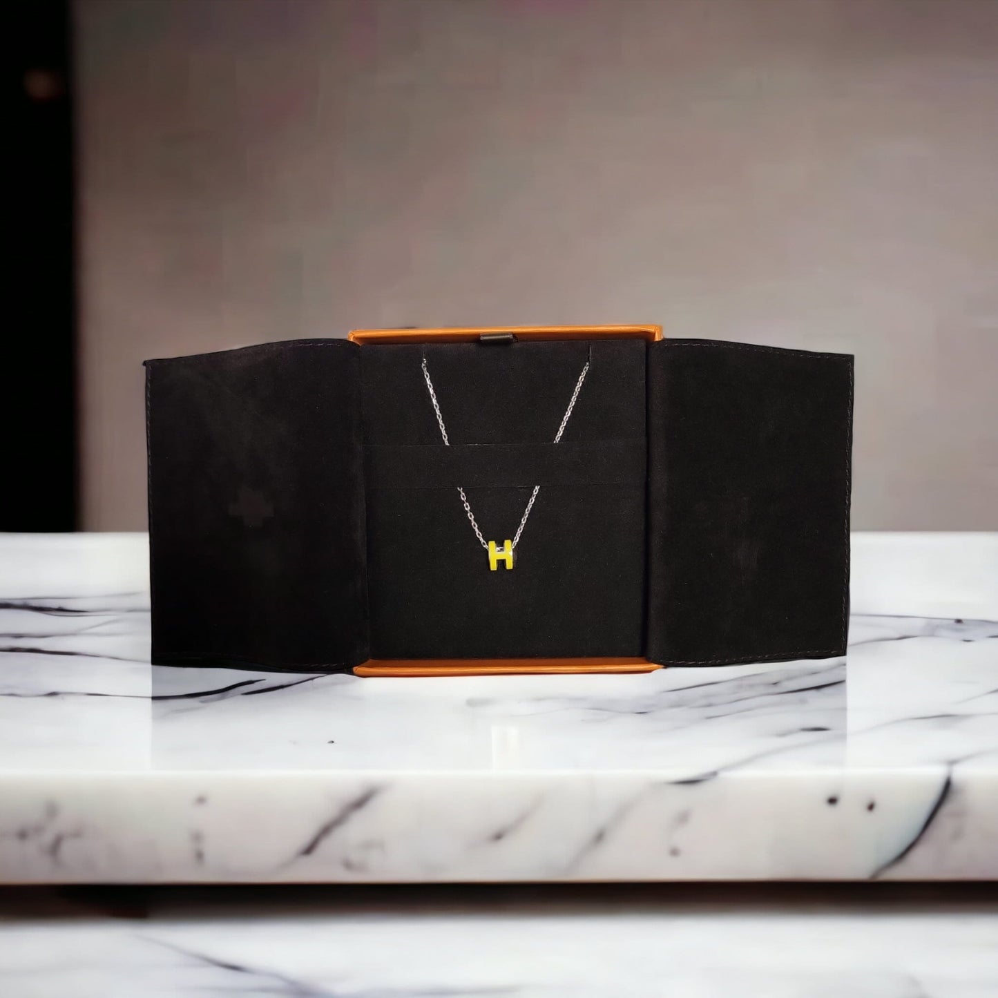 Hermes Mini Pop H 黃色銀鏈圓型 頸鏈