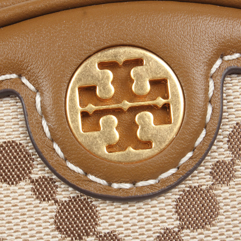 Tory Burch T Monogram提花織物拼皮革圓餅包 88487-271