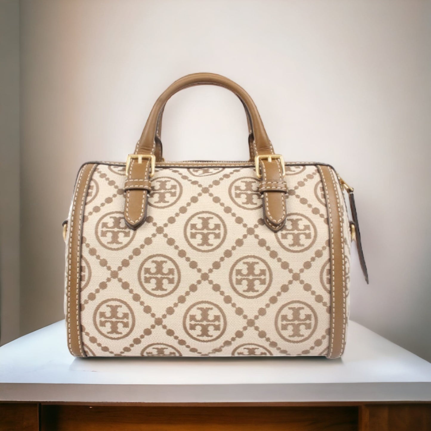 Tory Burch T MONOGRAM 提花手提斜挎女士波士頓包 83970-371