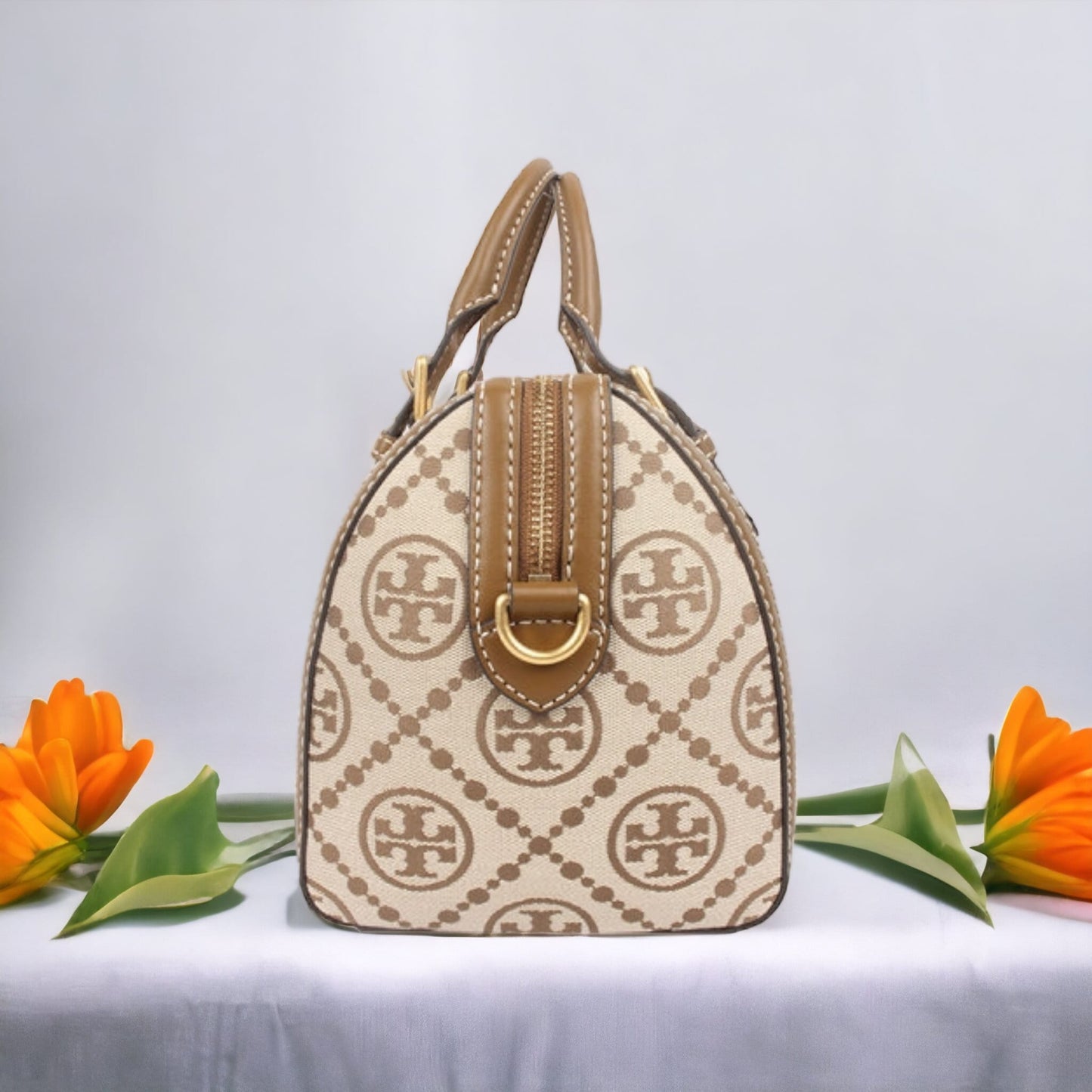 Tory Burch T MONOGRAM 提花手提斜挎女士波士頓包 83970-371