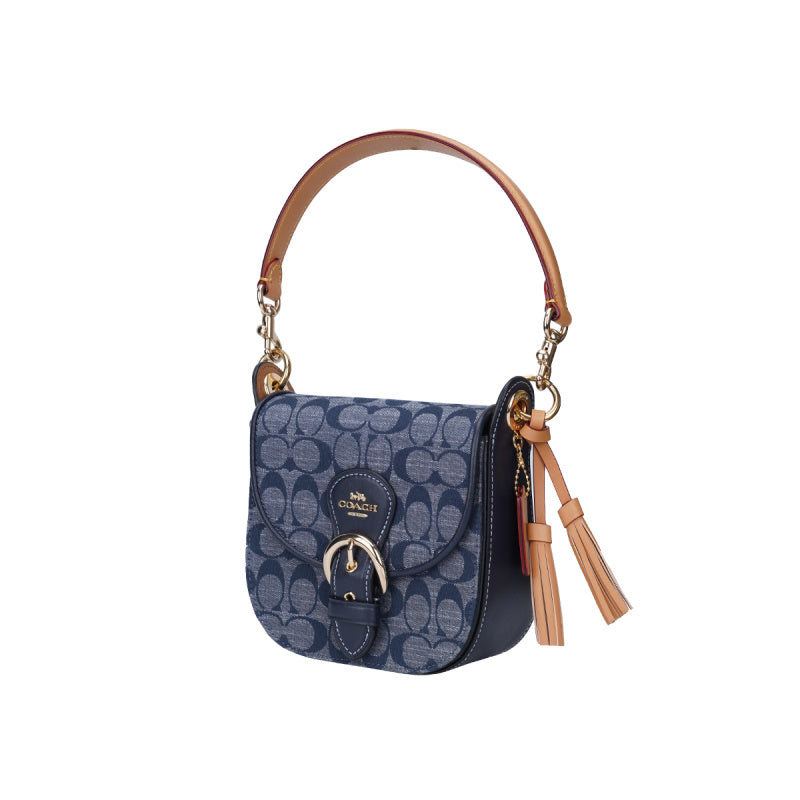 Coach 迷你牛仔布配皮單肩斜挎手提包 C8512 IMDEI