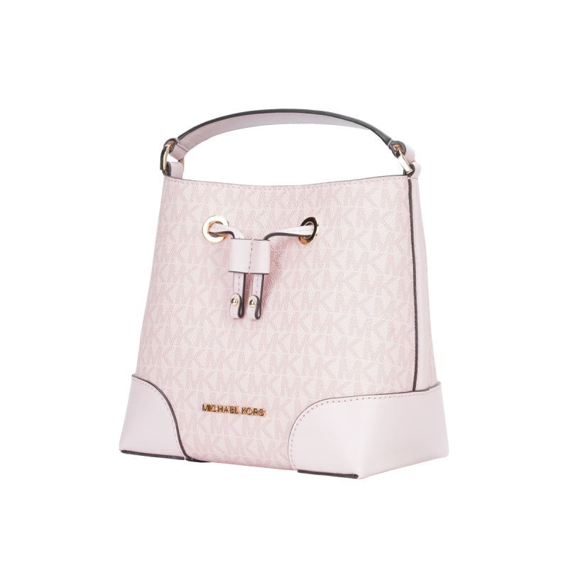 Michael Kors MERCER PVC 印花與皮革女士便攜式斜挎水桶包 35F2GM9M1B DK PWDR BLSH