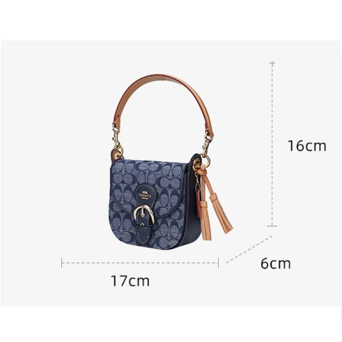 Coach 迷你牛仔布配皮單肩斜挎手提包 C8512 IMDEI