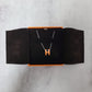 Hermes Pop H Orange Silver Chain Round Necklace