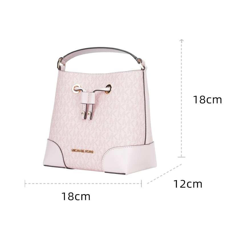 Michael Kors MERCER PVC 印花與皮革女士便攜式斜挎水桶包 35F2GM9M1B DK PWDR BLSH